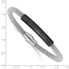 Sterling Silver Ruthenium-plated Bar Mesh Bracelet