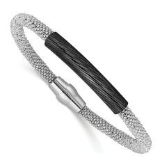 Sterling Silver Ruthenium-plated Bar Mesh Bracelet