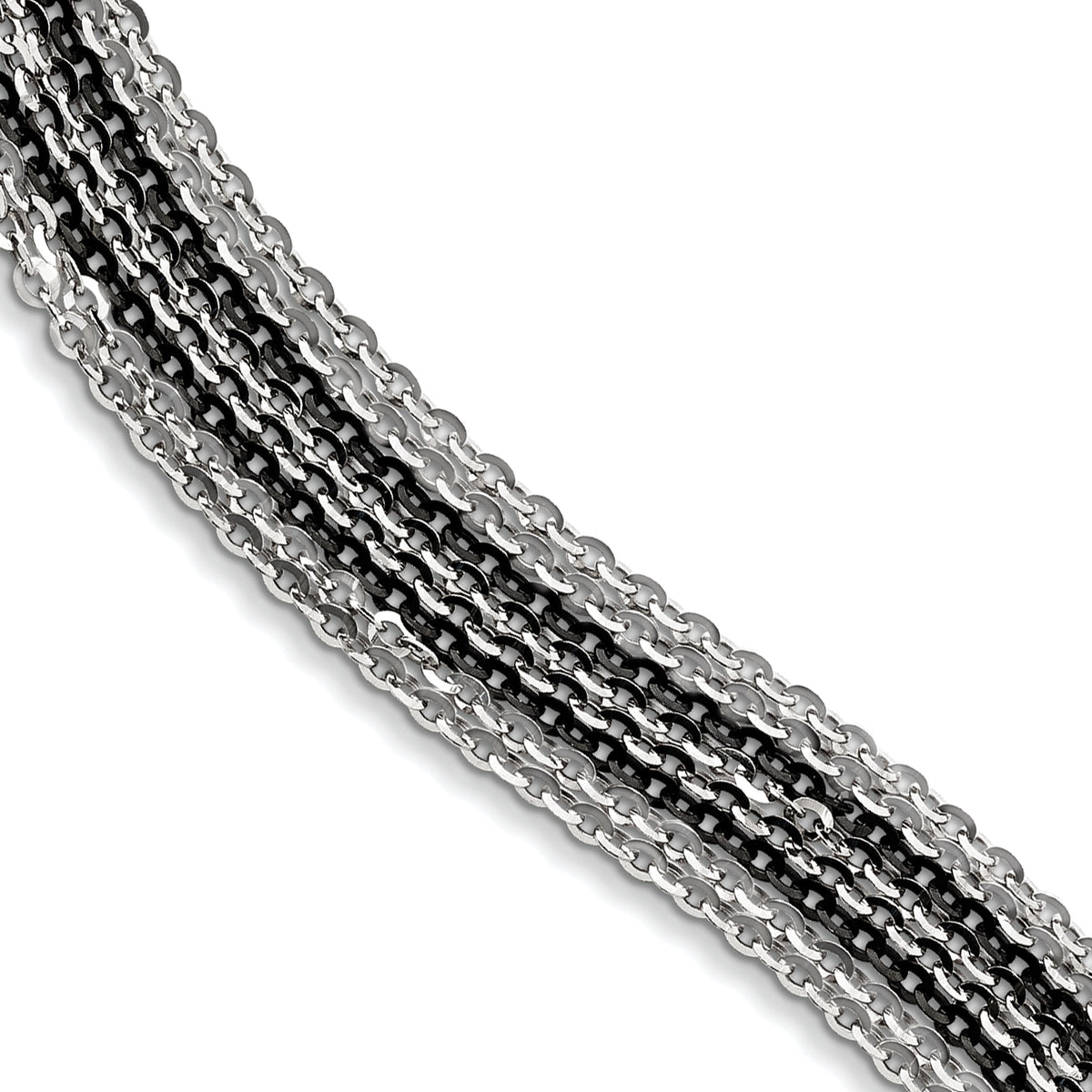 Sterling Silver Rhodium & Ruthenium-plated Multi Strand Bracelet