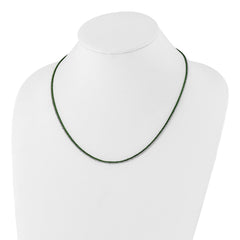 Sterling Silver Rhodium & Green-plated 2-Strand Adjustable Necklace