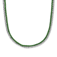 Sterling Silver Rhodium & Green-plated 2-Strand Adjustable Necklace