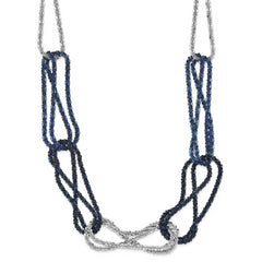 Sterling Silver Rhodium & Blue-plated Chain Link Necklace