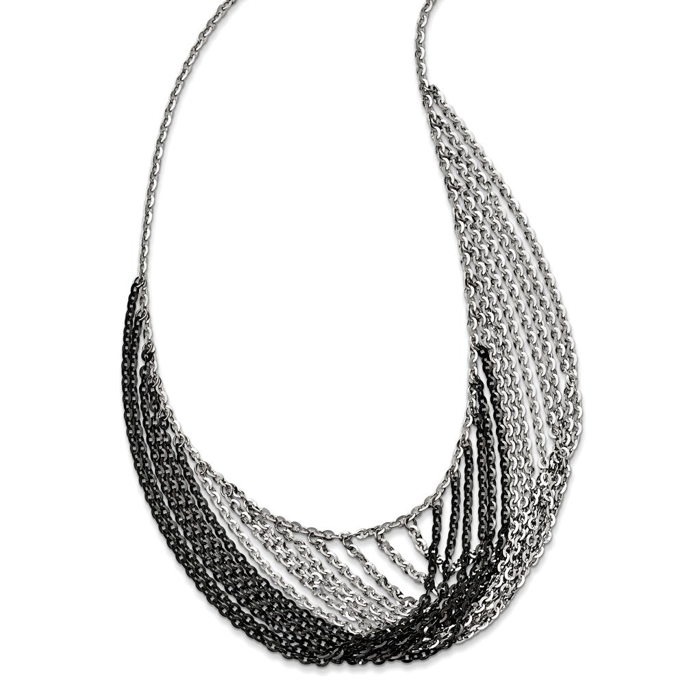 Sterling Silver Rhodium & Ruthenium-plated Multi Strand w/2in ext. Neckl