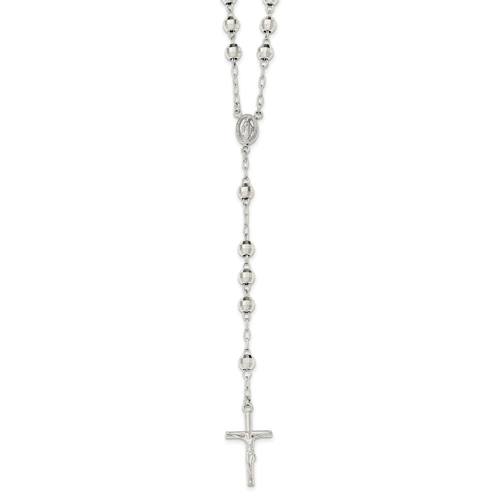 Sterling Silver Polished Rosary Necklace