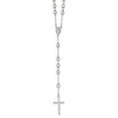 Sterling Silver Polished Rosary Necklace