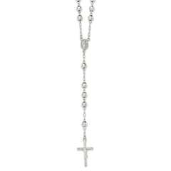 Sterling Silver Polished Rosary Necklace