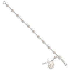 Sterling Silver Polished Laser-cut Rosary Bracelet