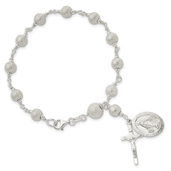 Sterling Silver Polished Laser-cut Rosary Bracelet