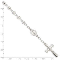 Sterling Silver Polished Beaded Rosary 7.5 inch Bracelet