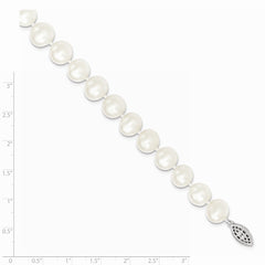 Sterling Silver 10-11mm White Freshwater Cultured Pearl Necklace