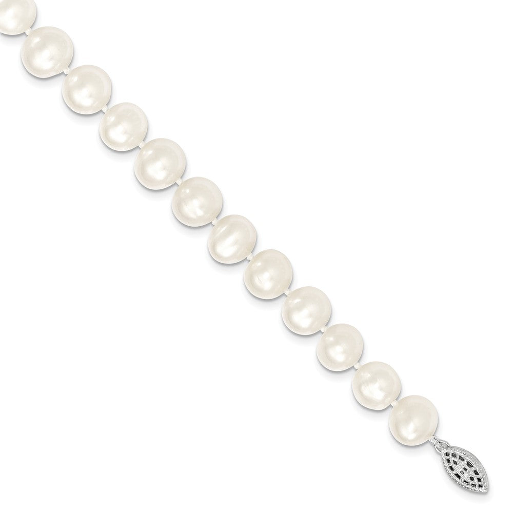 Sterling Silver 10-11mm White Freshwater Cultured Pearl Necklace