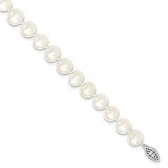 Sterling Silver 10-11mm White Freshwater Cultured Pearl Necklace