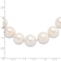 Sterling Silver Rhodium 11-12mm White FW Cultured Pearl Necklace