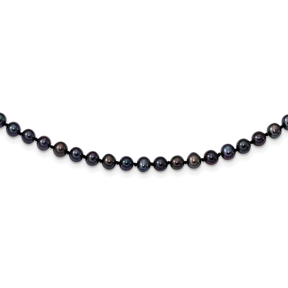 Sterling Silver Rhod-plated 4-5mm Black FWC Pearl Necklace