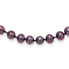 Sterling Silver Rhod-plated 5-6mm Black FWC Pearl Necklace