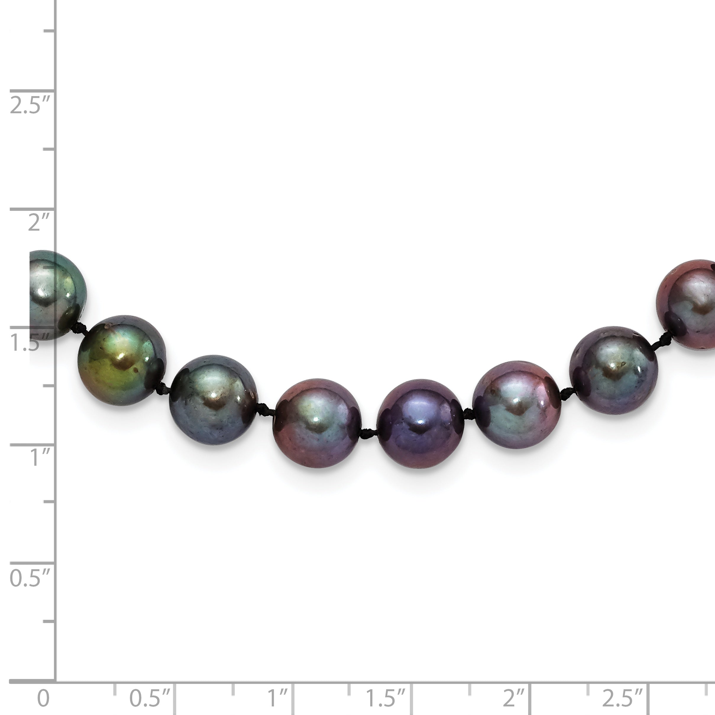 Sterling Silver Rhod-plated 9-10mm Black FWC Pearl Bracelet