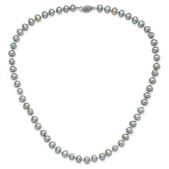 Sterling Silver Rhodium 6-7mm Grey FWC Pearl Necklace