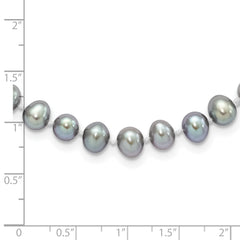 Sterling Silver Rhodium 6-7mm Grey FWC Pearl Bracelet