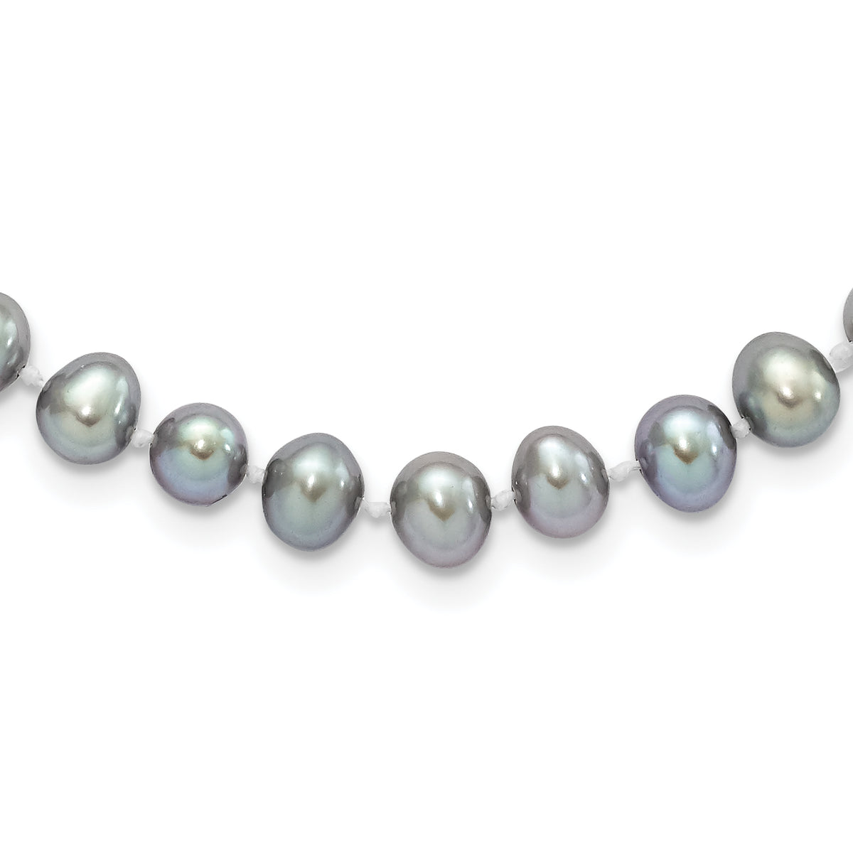 Sterling Silver Rhodium 6-7mm Grey FWC Pearl Necklace