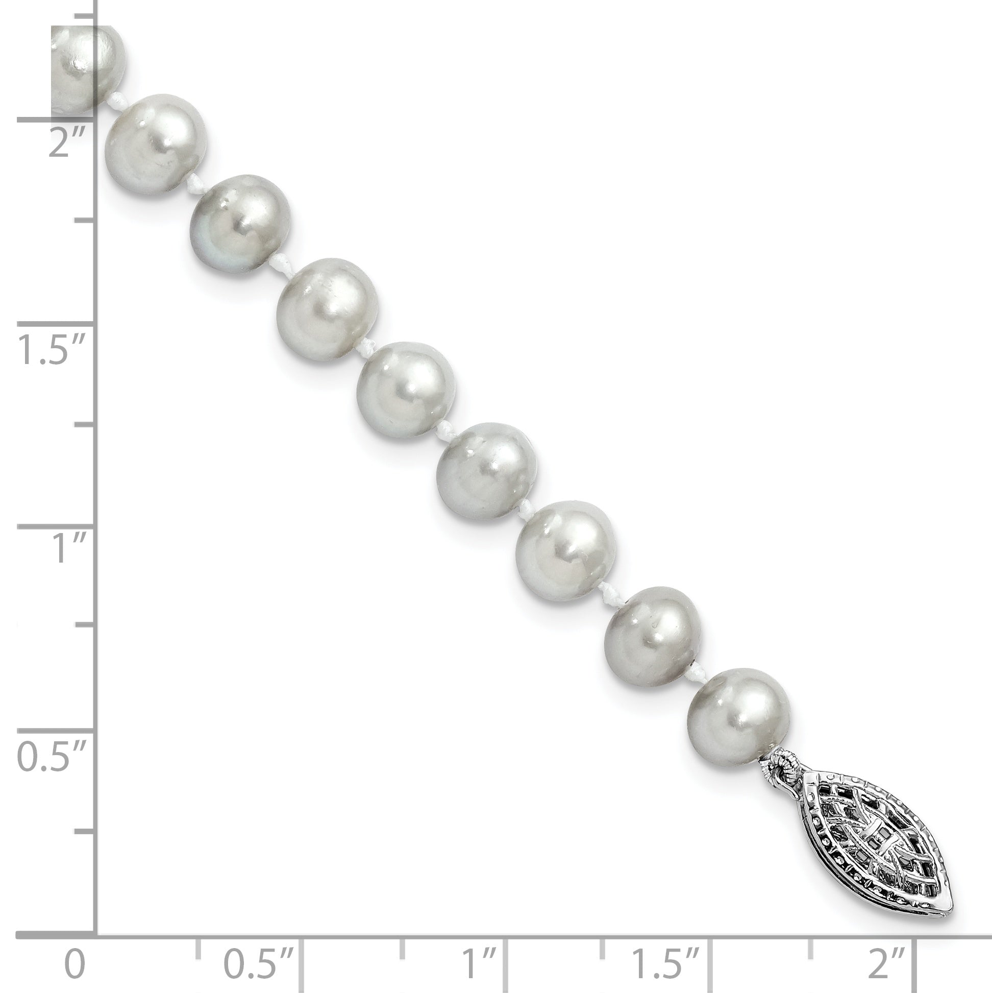 Sterling Silver Rhodium 6-7mm Grey FWC Pearl Bracelet