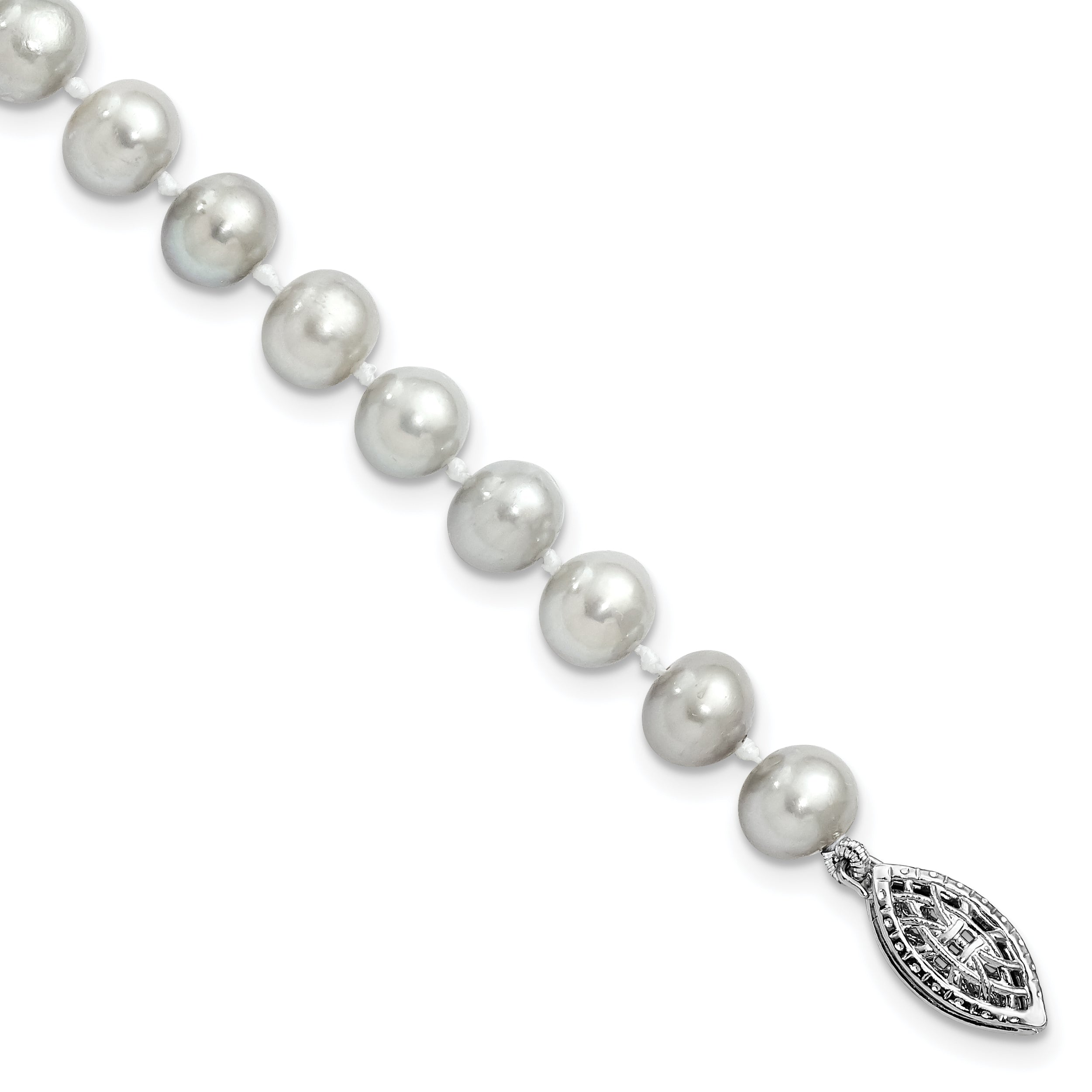 Sterling Silver Rhodium 6-7mm Grey FWC Pearl Bracelet