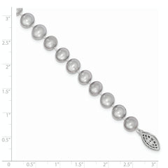 Sterling Silver Rhodium 7-8mm Grey FWC Pearl Bracelet