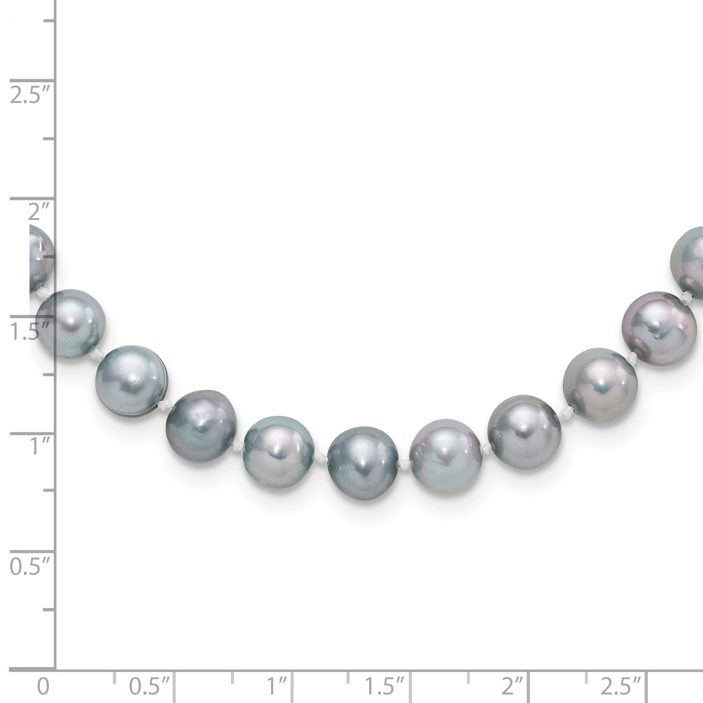 Sterling Silver Rhodium 7-8mm Grey FWC Pearl Necklace