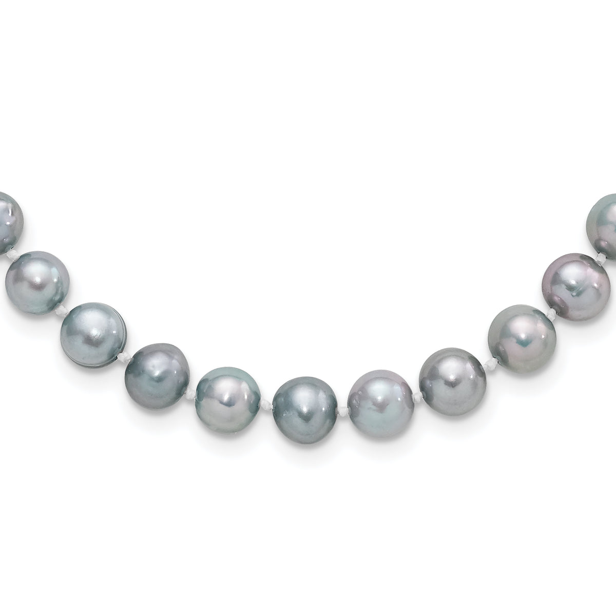 Sterling Silver Rhodium 7-8mm Grey FWC Pearl Necklace