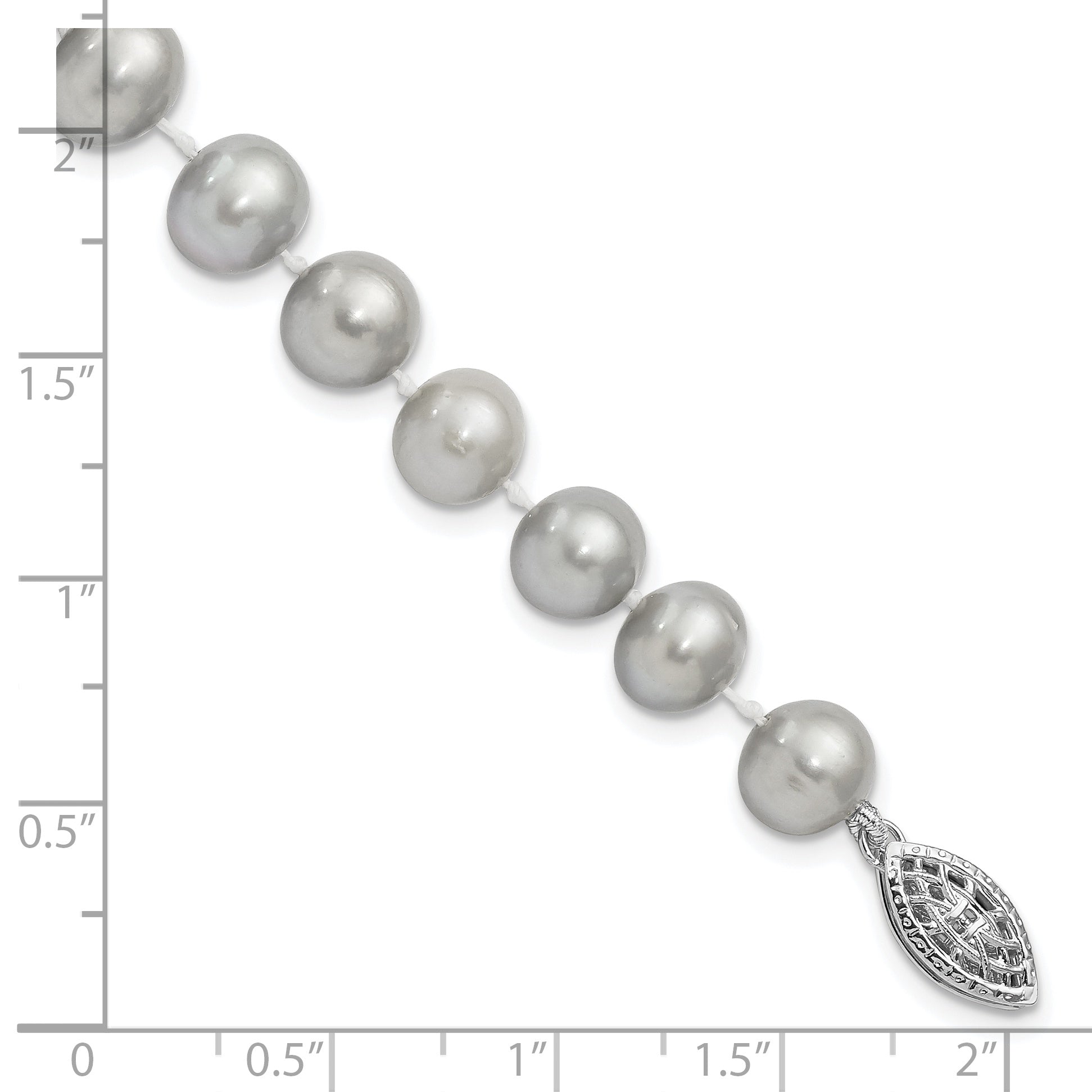 Sterling Silver Rhodium 7-8mm Grey FWC Pearl Bracelet