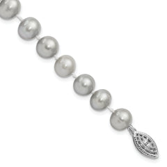 Sterling Silver Rhodium 7-8mm Grey FWC Pearl Bracelet