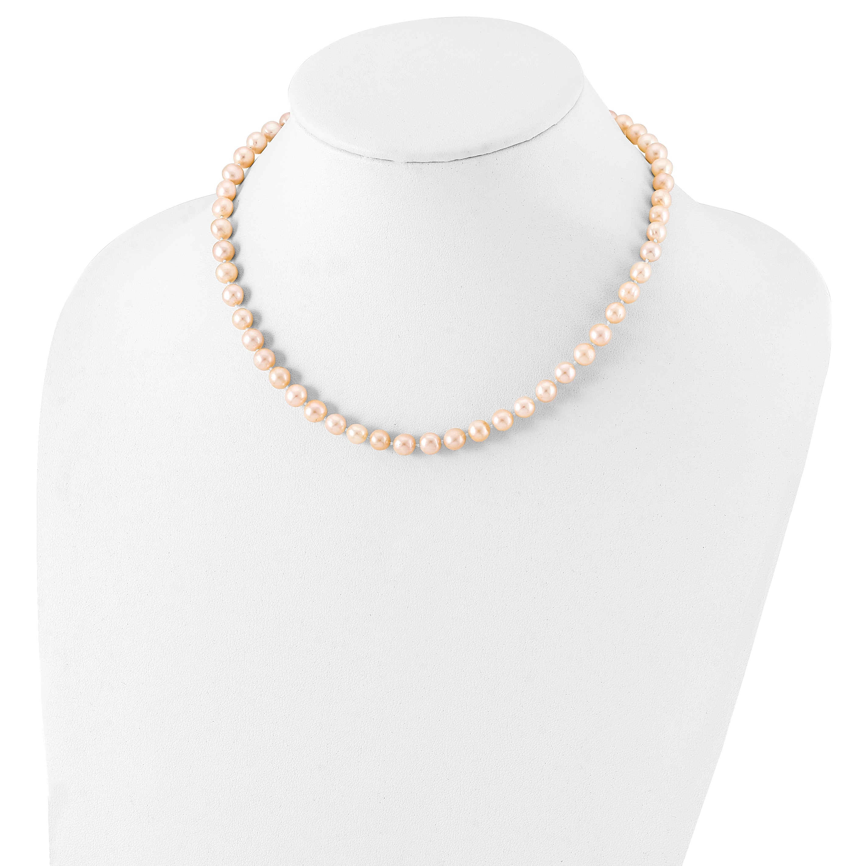 Sterling Silver 16-Inch Pink Freshwater Pearl Necklace with Rhodium Polished Finish