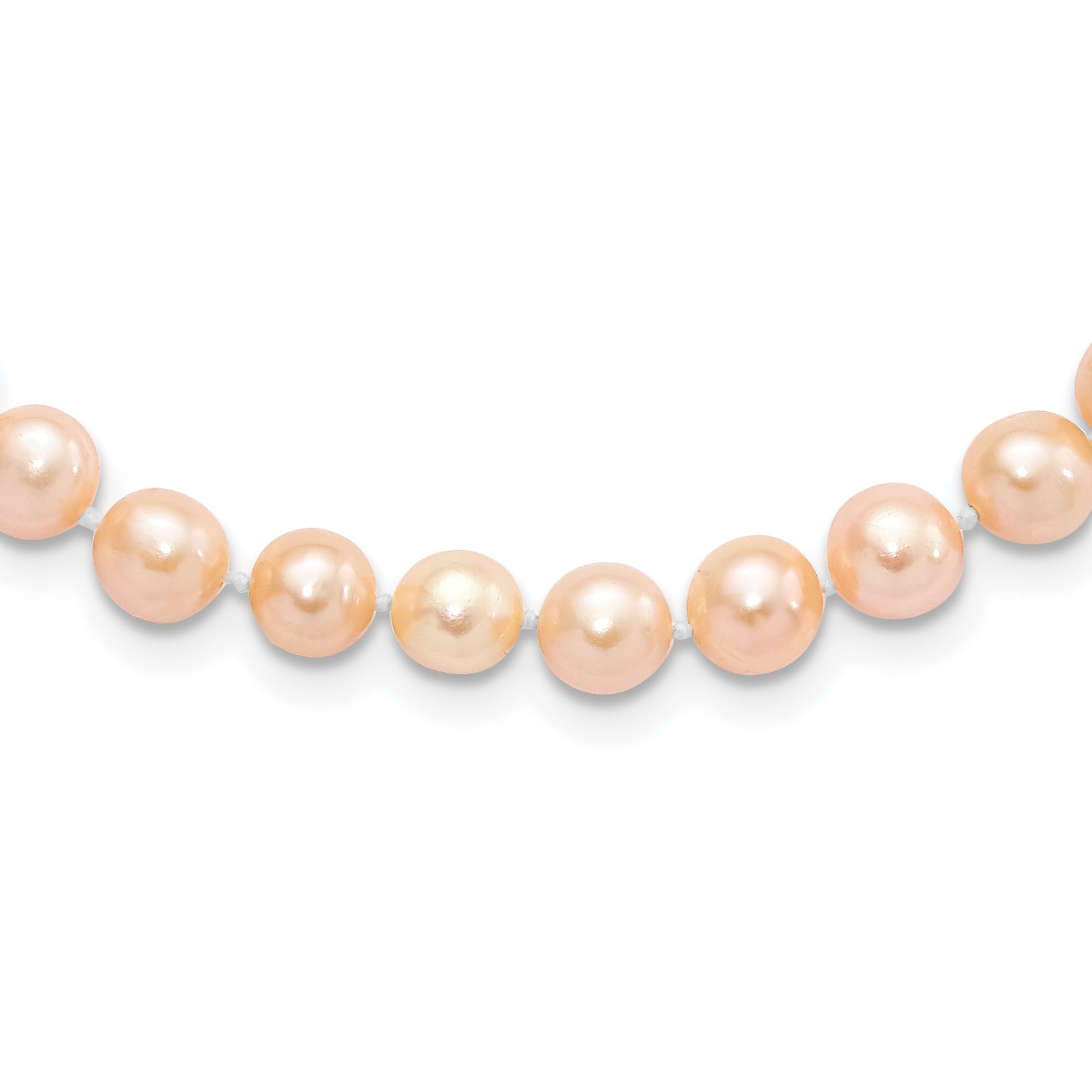 Sterling Silver Rhod-plated 6-7mm Pink FWC Pearl Necklace