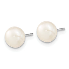 Sterling Silver Rhodium-plated FWC Pearl Necklace/Stud Earring Set