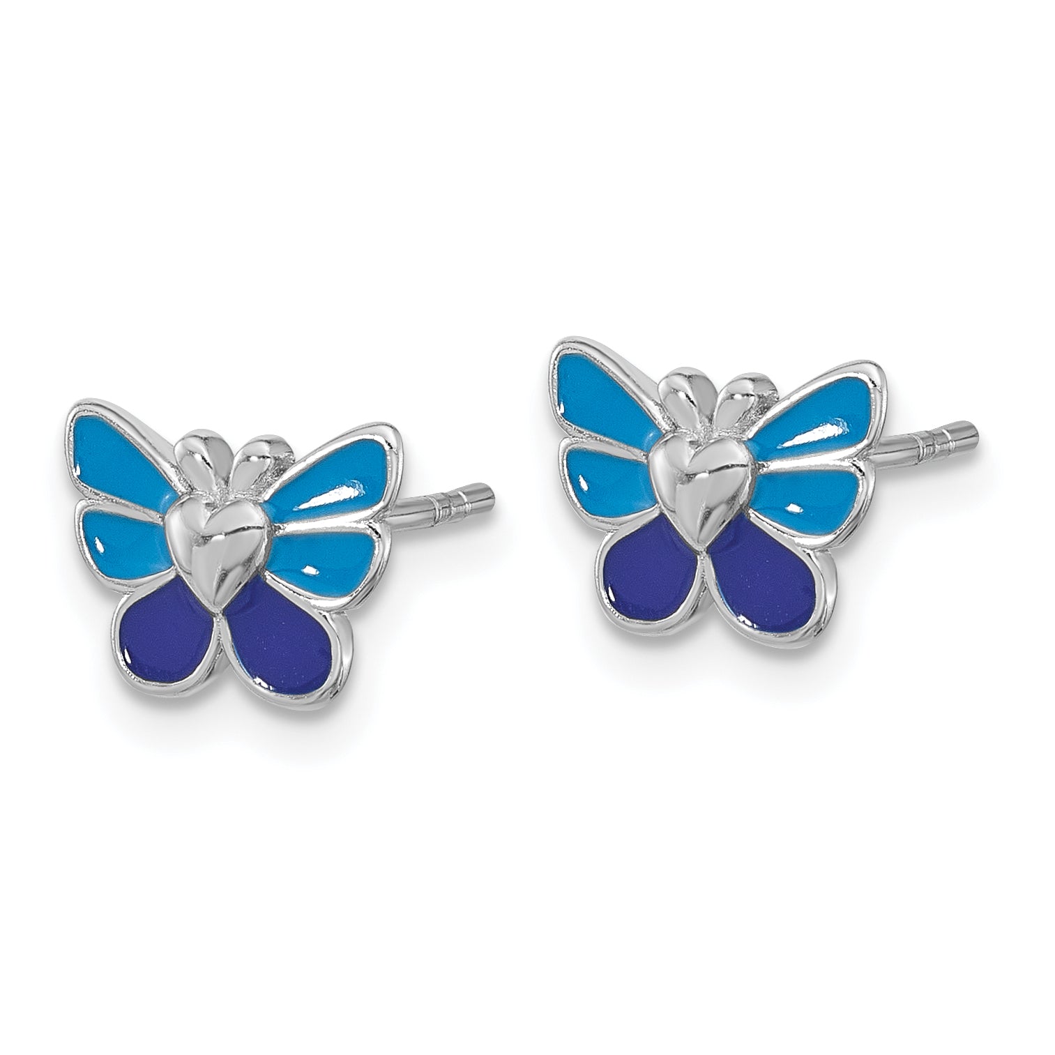 Sterling Silver Rhodium-plated Polished & Enameled Butterfly Children's Earring Ring & Pendant Set