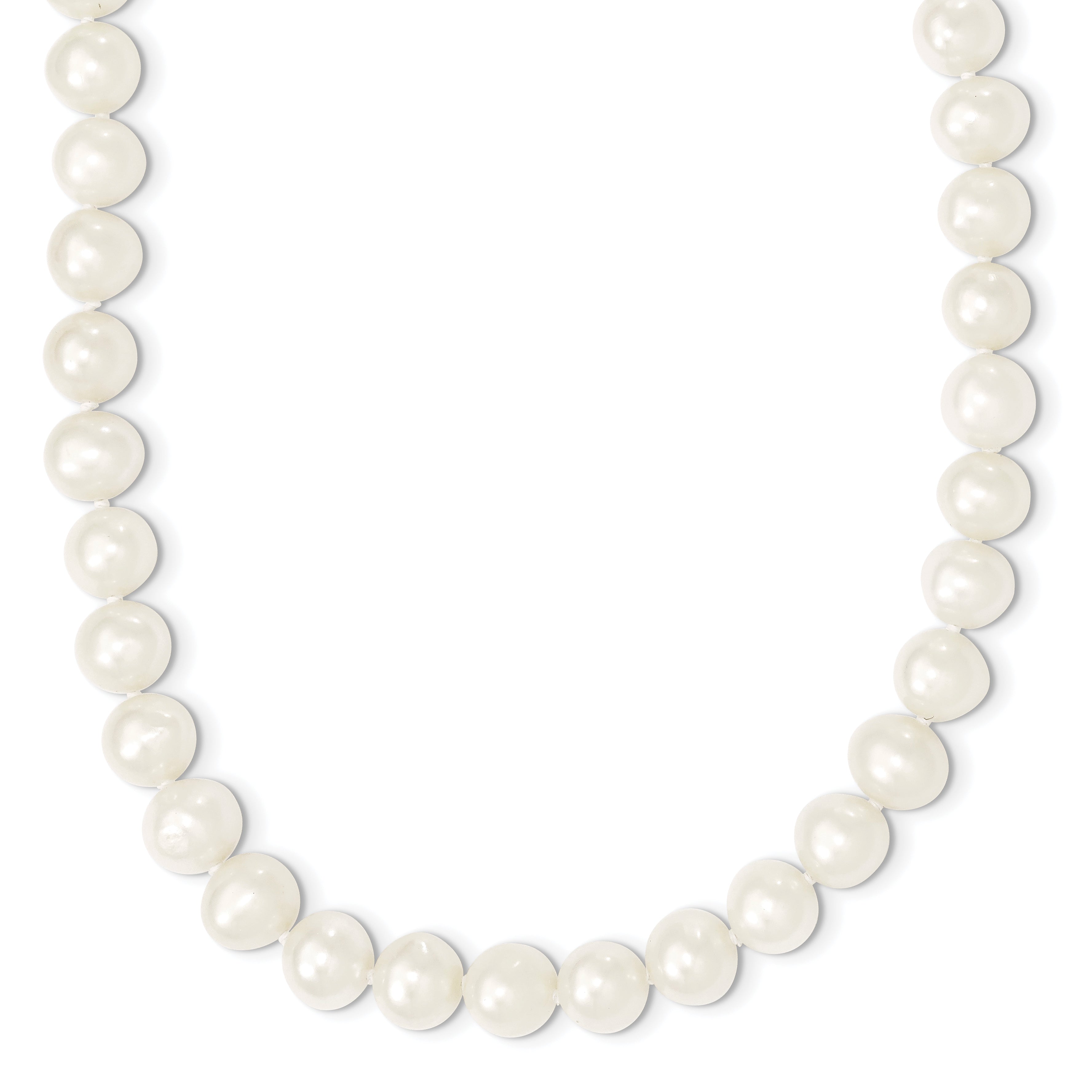 9-10mm White Semi-round Freshwater Cultured Pearl Slip-on Endless 80 inch Necklace