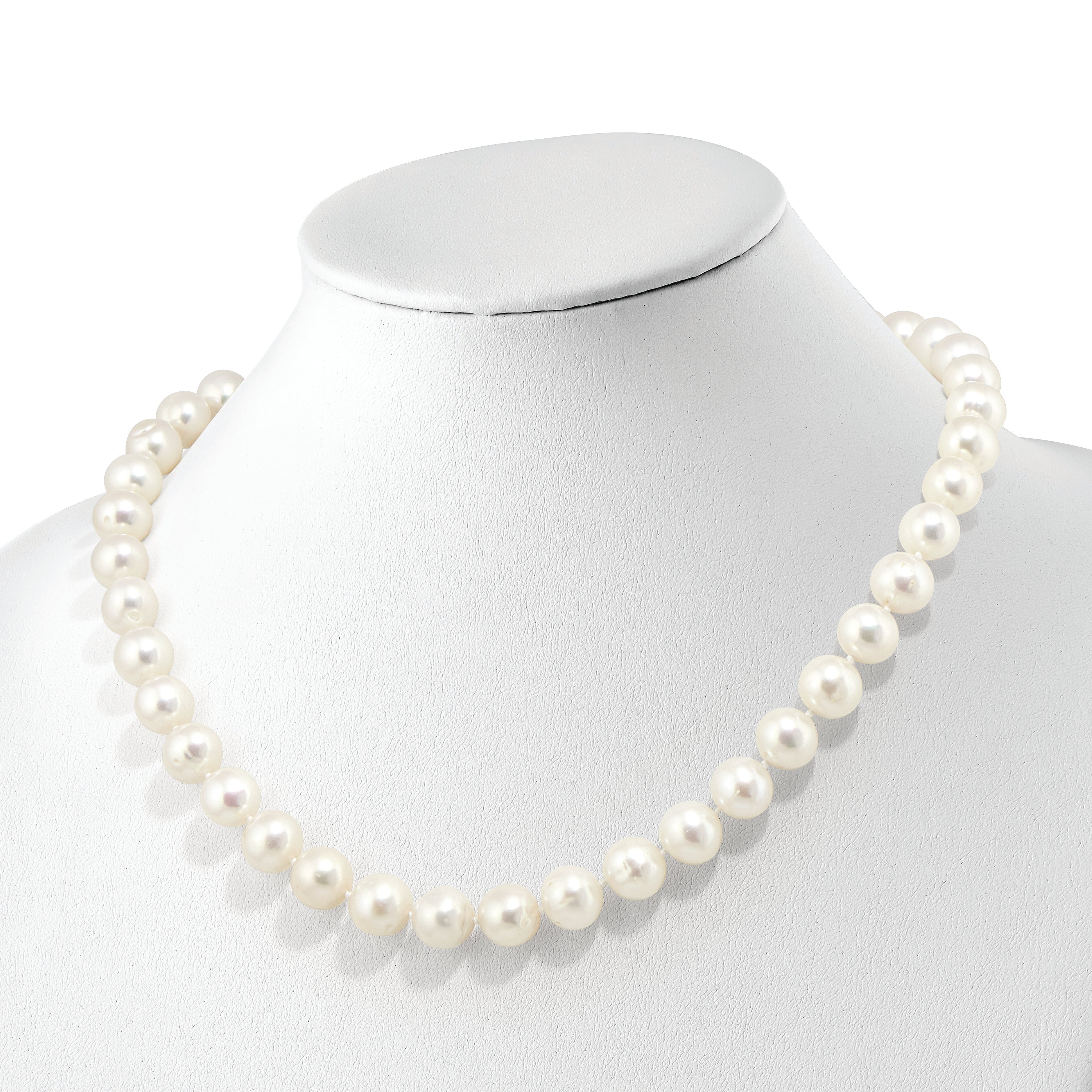 Sophia Jewelers Sterling Silver Adjustable Pearl Necklace with CZ Accents