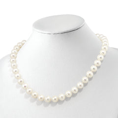 Sterling Silver RH 10-11mm White FWC Pearl CZ Clasp Adjust. Necklace