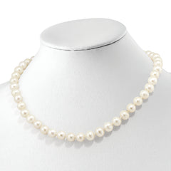 Sophia Jewelers Sterling Silver Pearl Necklace with CZ Clasp Adjust