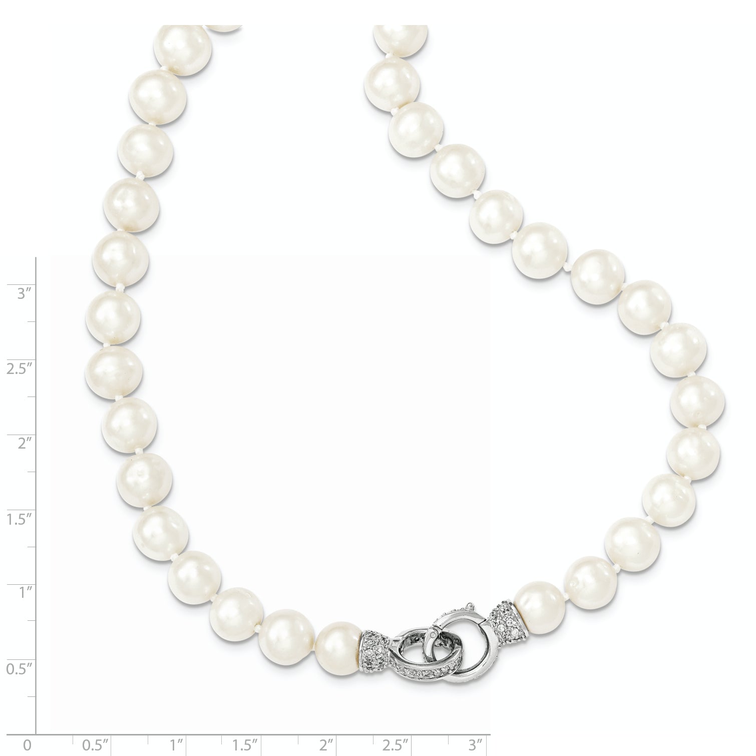 Sophia Jewelers Sterling Silver Pearl Necklace with CZ Clasp Adjust