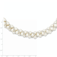 Sophia Jewelers Sterling Silver Pearl Crystal Multi-Strand Necklace