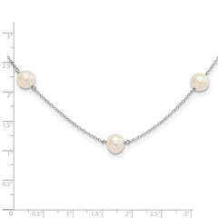 Sterling Silver Rhodium-plated 9 station FWC Pearl Chain Necklace