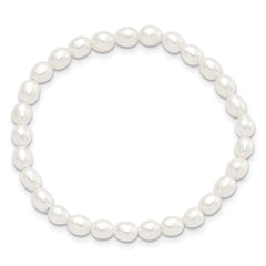 Children's 4-5mm White Rice Freshwater Cultured Pearl Stretch Bracelet