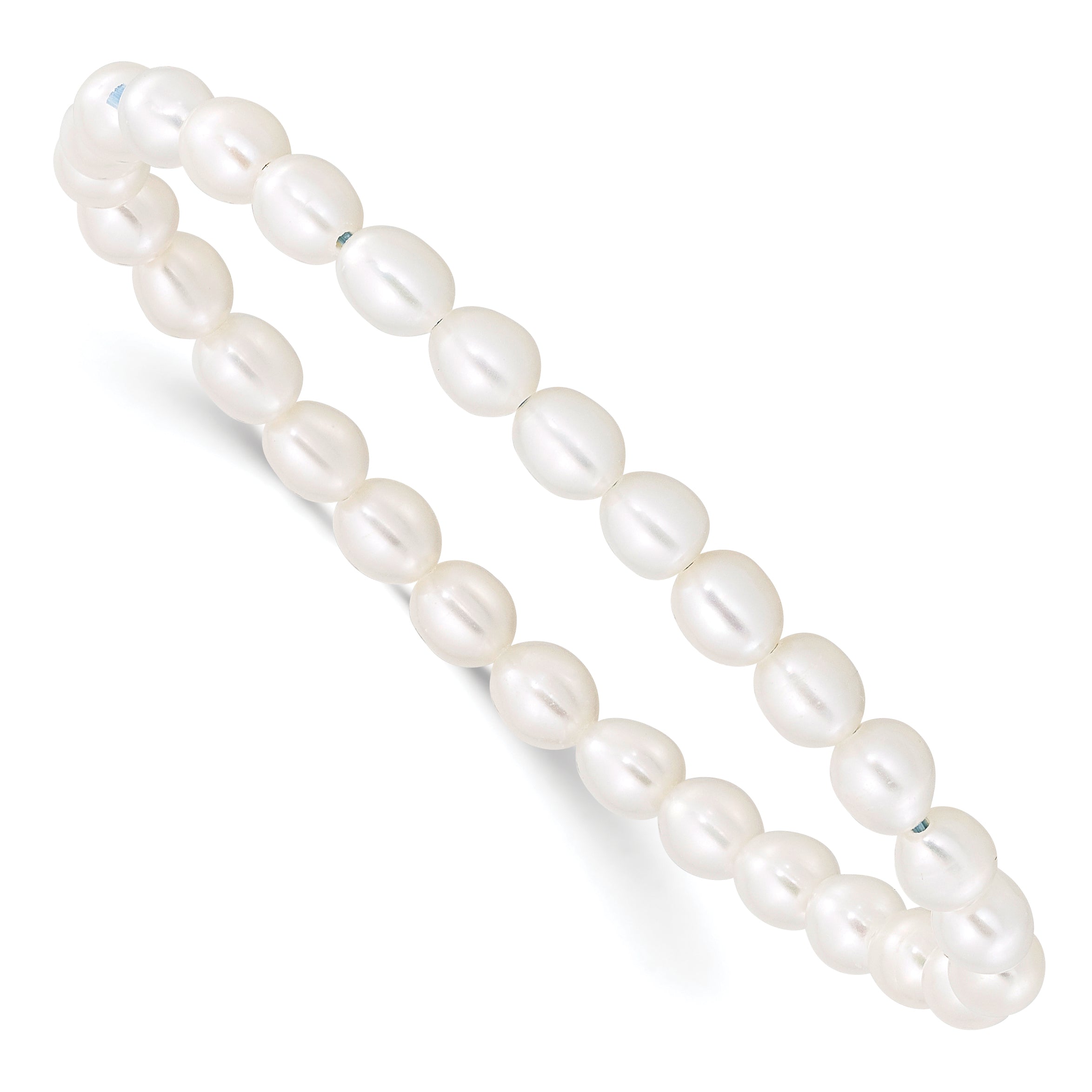 Children's 4-5mm White Rice Freshwater Cultured Pearl Stretch Bracelet