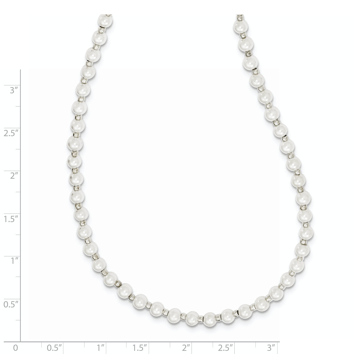 Silver-tone Glass Beads and 4-5mm White Imitation Shell Pearl Eyewear Holder 24 inch Chain