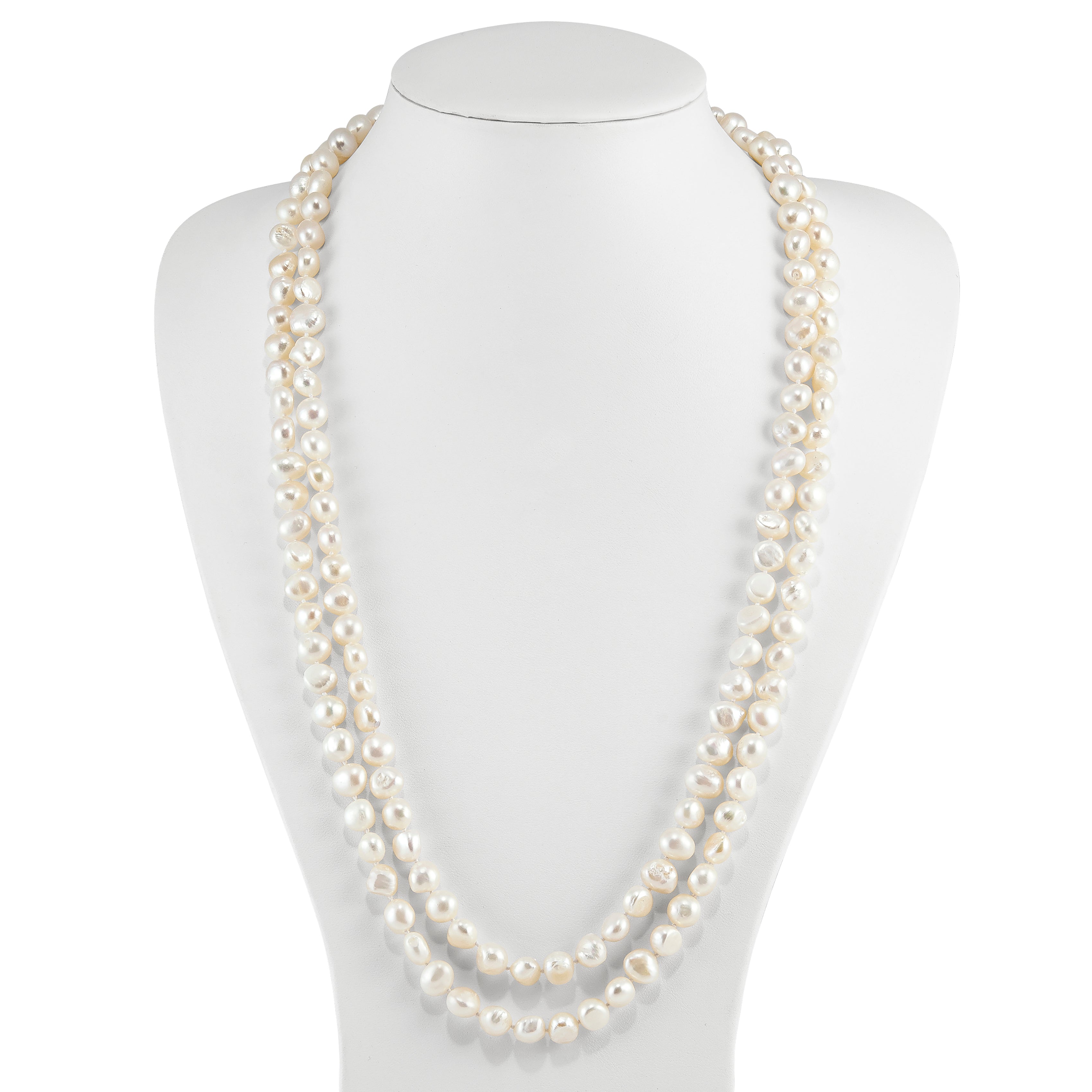 Sophia Jewelers 64 White Baroque Freshwater Pearl Endless Necklace