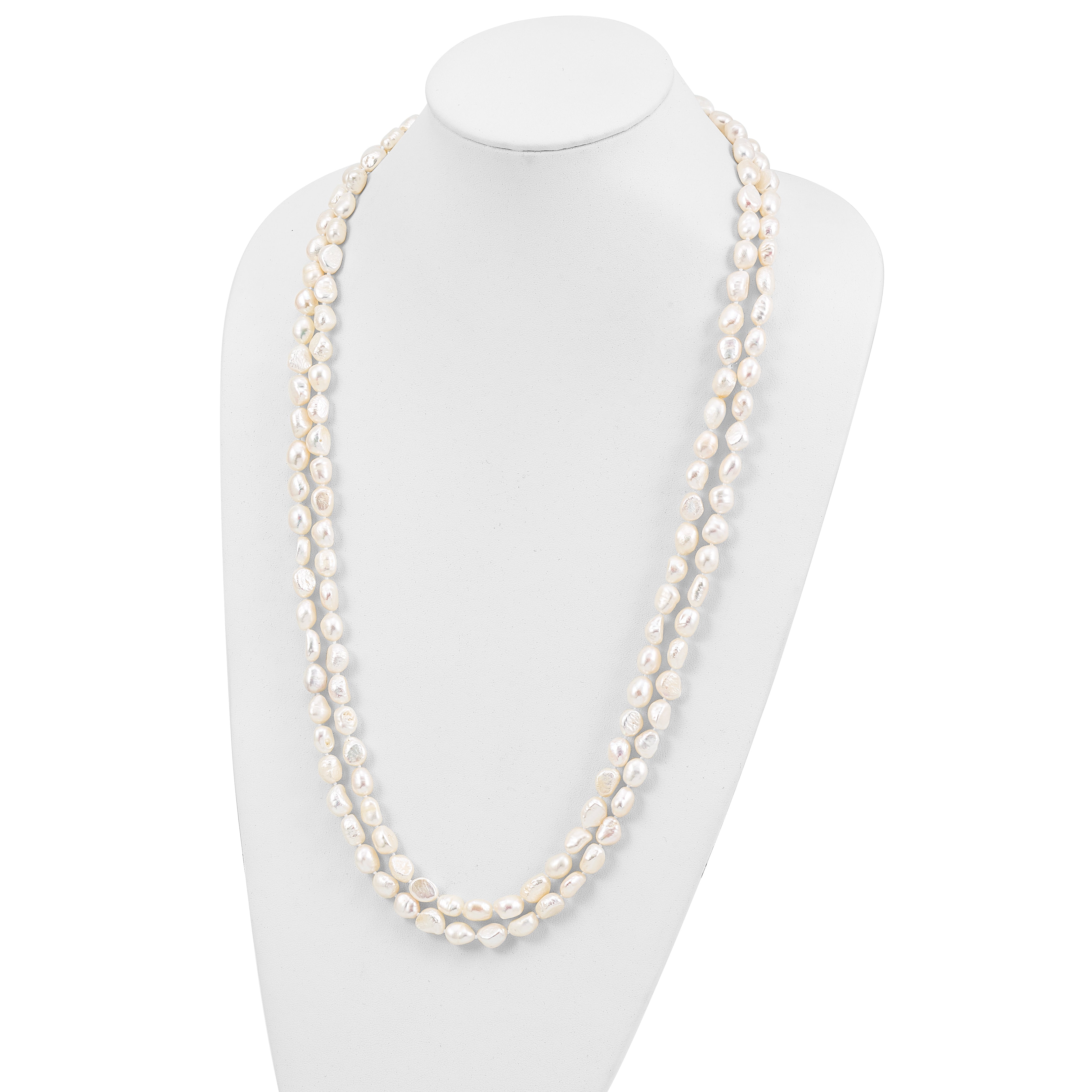 Sophia Jewelers 64 White Baroque Freshwater Pearl Endless Necklace