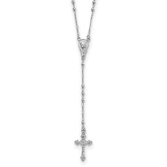 Sterling Silver Rhodium Plated Polished Beaded Rosary