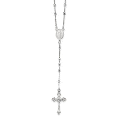 Sterling Silver Rhodium Plated Polished Beaded Rosary