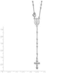 Sterling Silver 18 Rhodium Plated Polished Beaded Rosary