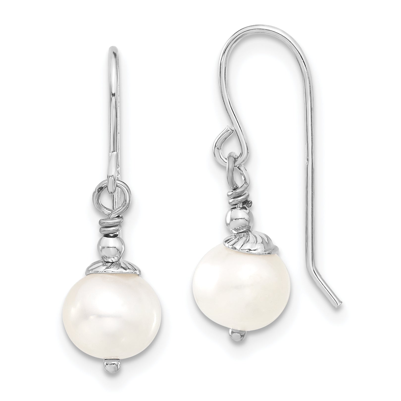 Sterling Silver RH 7-8mm White FWC Pearl Earring/Necklace Set